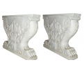 Pair of Carrara white marble dining table bases with claw feet