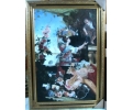 People scene oil on canvas framed painting