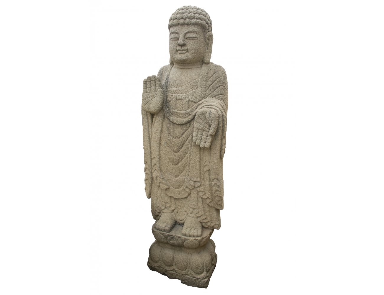 Figura de decoración escultura moderna Buda de piedra artificial oro gris altura 40 cm ancho 27 cm