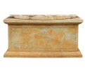 Aged Macael white marble plinth base