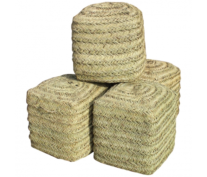Set of Four Rattan Wicker Hand-Sewn...