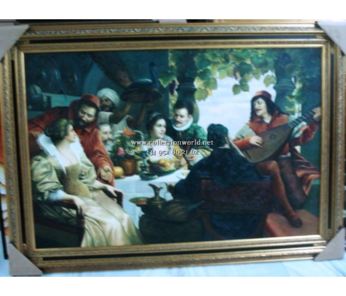 People scene oil on canvas framed...