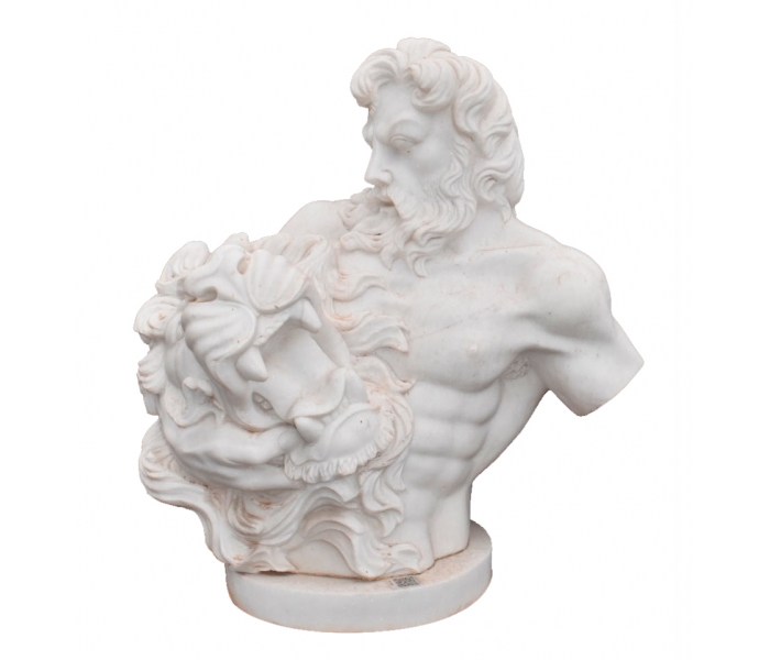 Busto de mármol de Hércules luchando...