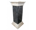 Square white Carrara and black Belgian marble pedestal column plinth base
