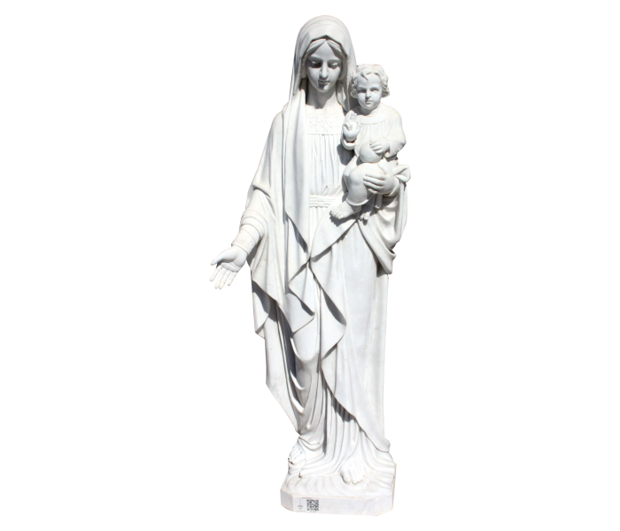 Escultura de Virgen con niño de...