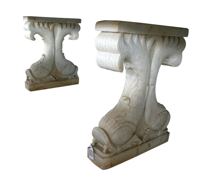 Pair of Macael white aged marble...