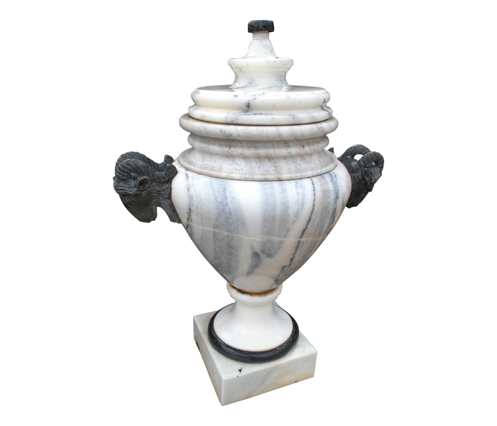 Macael white marble garden urn with...