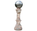 Rosetta pink marble and large steel ball modern abstract non-finito mermaid fountain