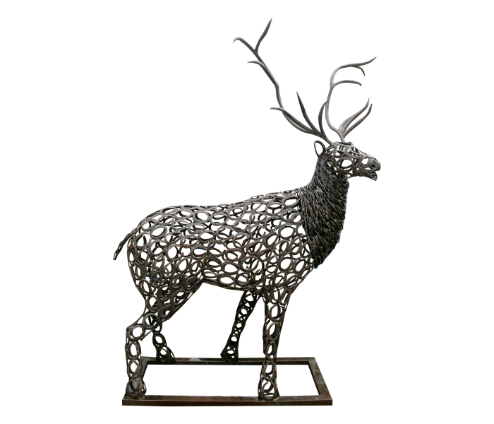 Abstract stag iron horseshoes statue
