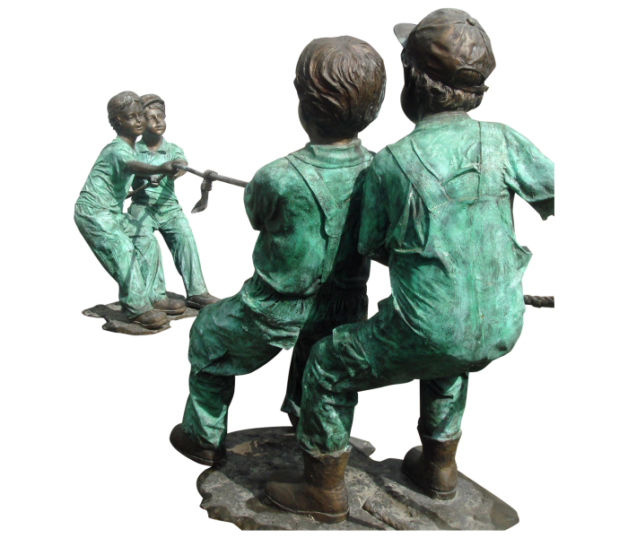 Life-size bronze group of four...