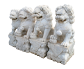 Set de cuatro esculturas leones de Fu realizados en mármol