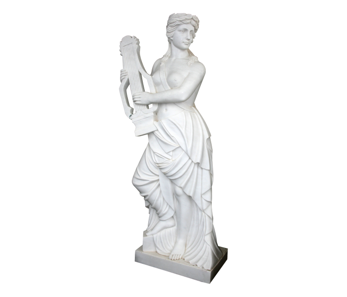 Escultura griega de mujer con arpa...