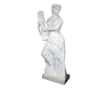 Escultura griega de mujer con arpa tallada a mano en mármol