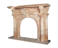 Hand carved rosseta pink marble fireplace mantel 