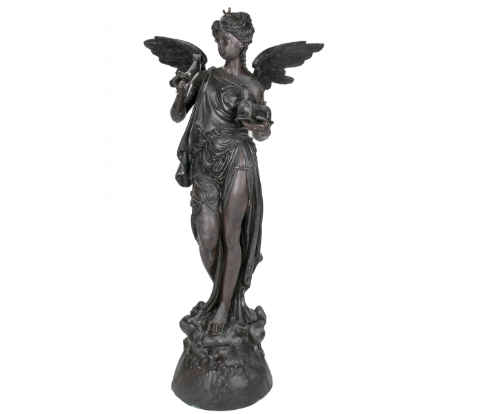 Bronze winged woman statue