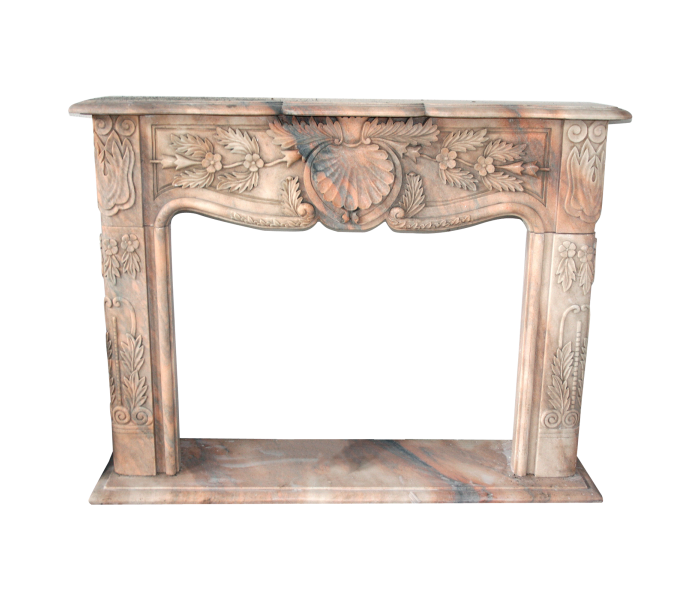Rosetta pink marble fireplace mantle