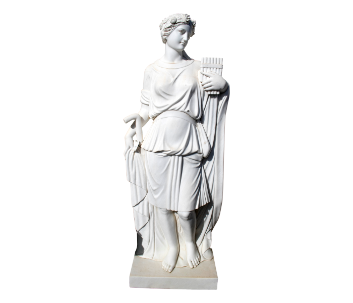 Carrara white marble woman with pan...