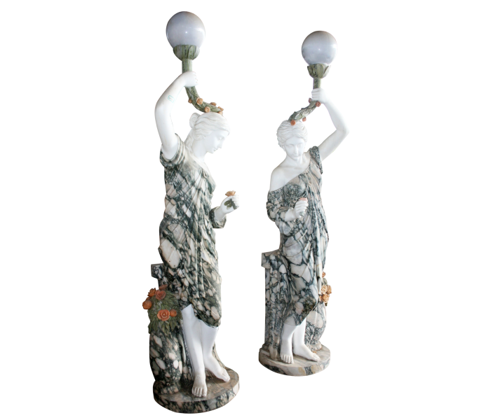 Pair of Carrara white and Rosseta...