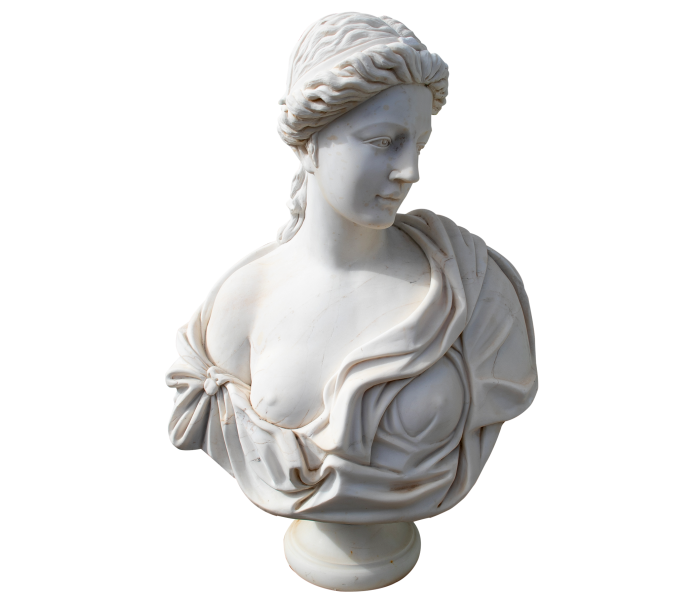 Carrara white marble woman bust