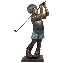 Life-size bronze boy golfer...