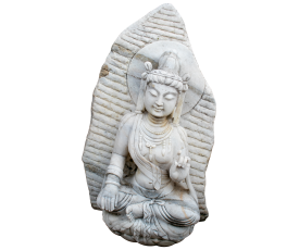 Escultura de piedra oriental sentada