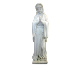 Escultura religiosa de virgen en mármol blanco tallado a mano