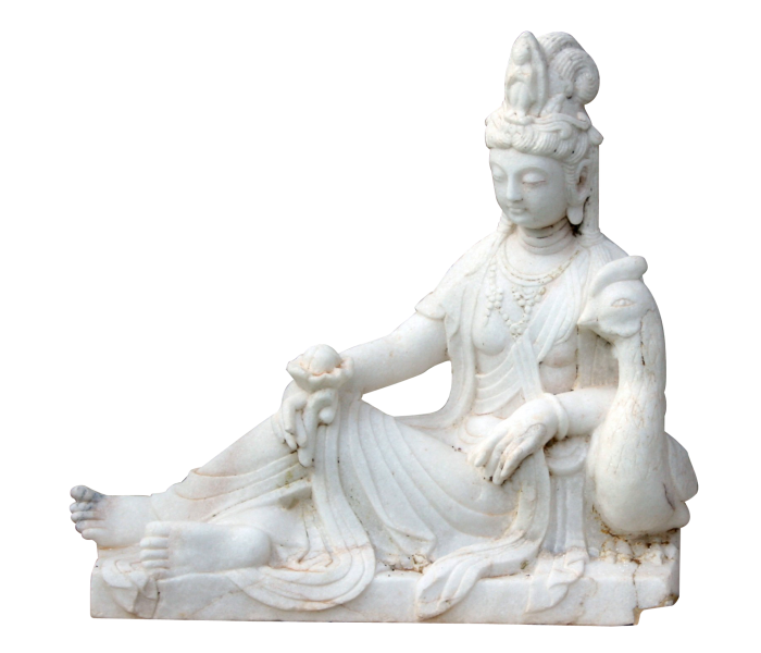Aged white marble sitting Buddha...