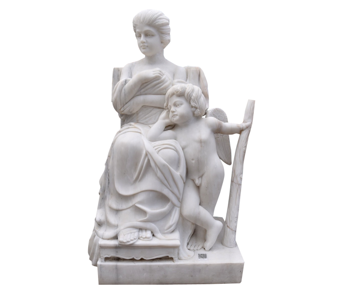 Woman with putto angel Carrara white...