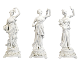 Set of three white porcelain seasons woman figures