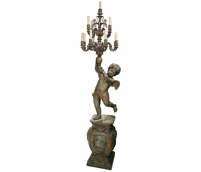 Silvered and painted bronze angel...