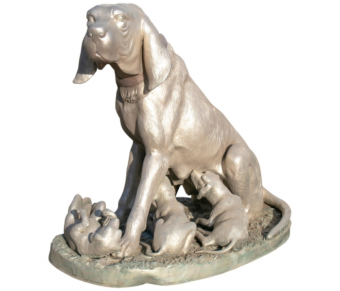 1980s Life-Size Dog with Cubs Bronze...