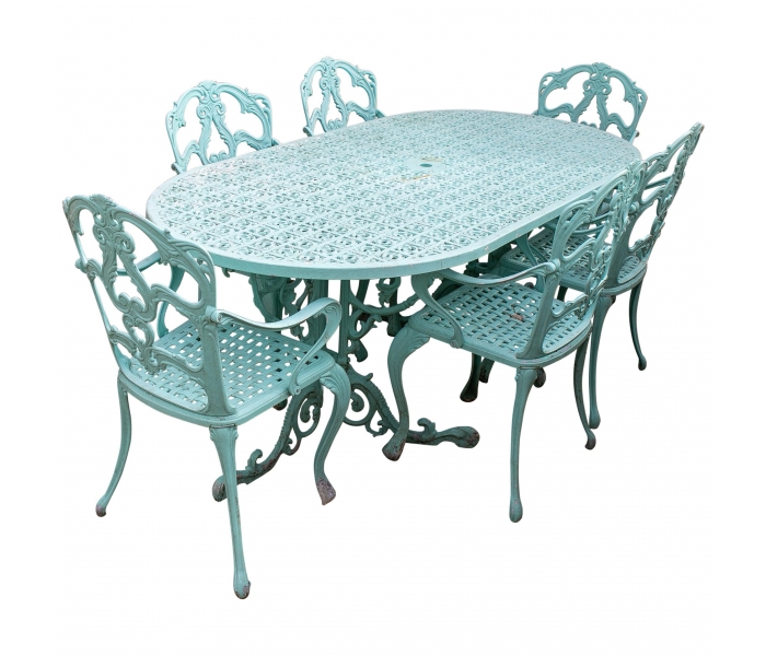 Cast Aluminium Garden Table With Six Chairs, Does Aluminium Garden Furniture Rust