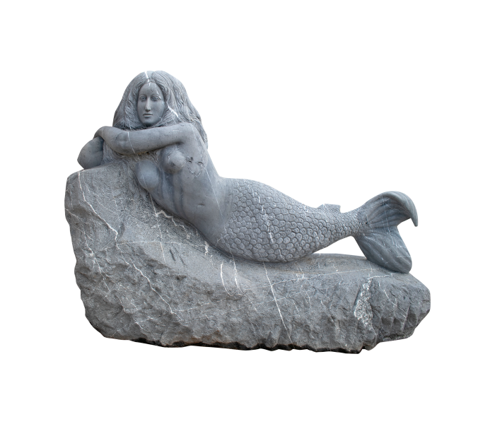 Belgium black marble mermaid sculpture