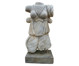 Escultura de mármol de un torso estilo romano clásico tallado a mano.
