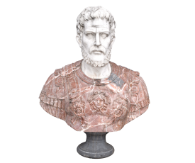 Busto romano realizado en varios tipos de mármol