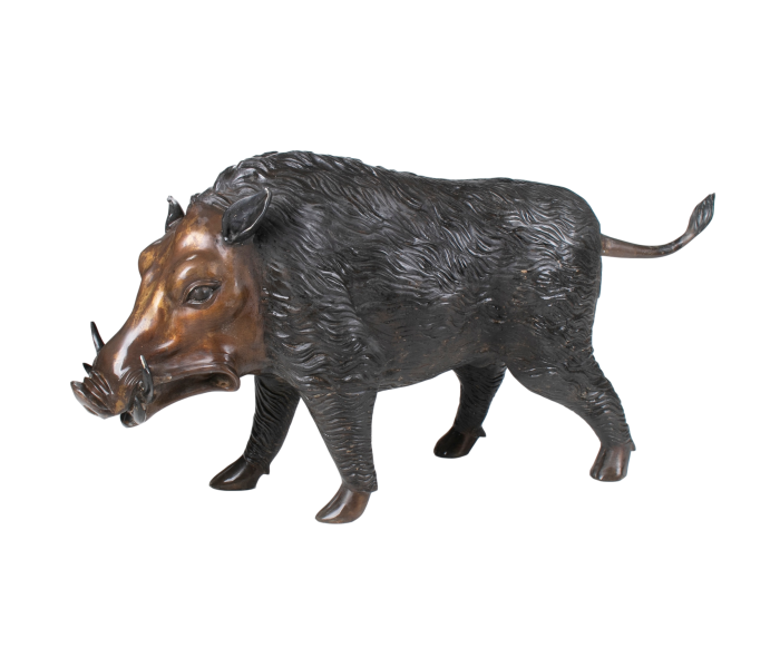 Wild boar bronze statue