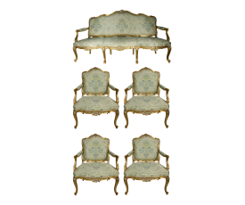 French Baroque Revival giltwood sofa set with four sofa chairs 