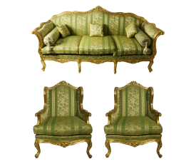 French Baroque Revival giltwood sofa set with four sofa chairs 