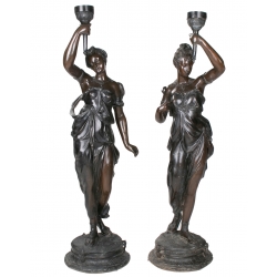 Pair of bronze woman...