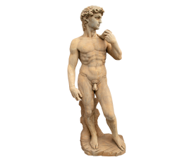 Aged Carrara white marble Michelangelo's David reproduction sculpture