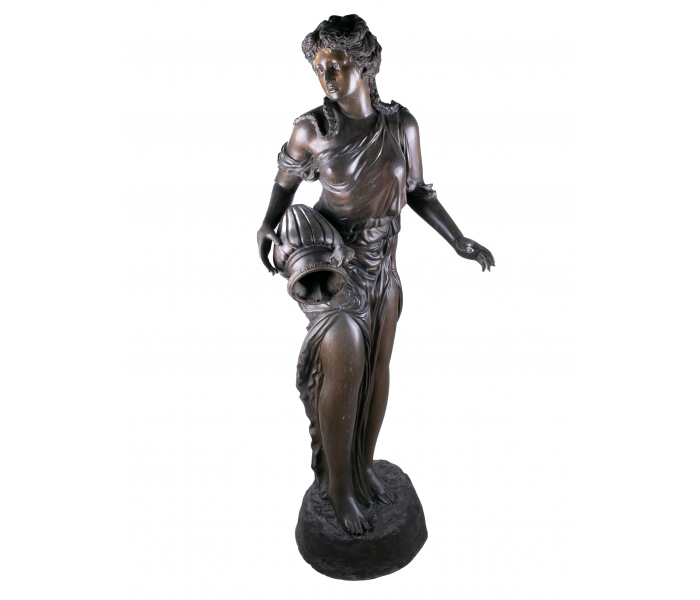 Life-size bronze fountain woman with...