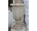 Macael white aged marble fluted garden urn 