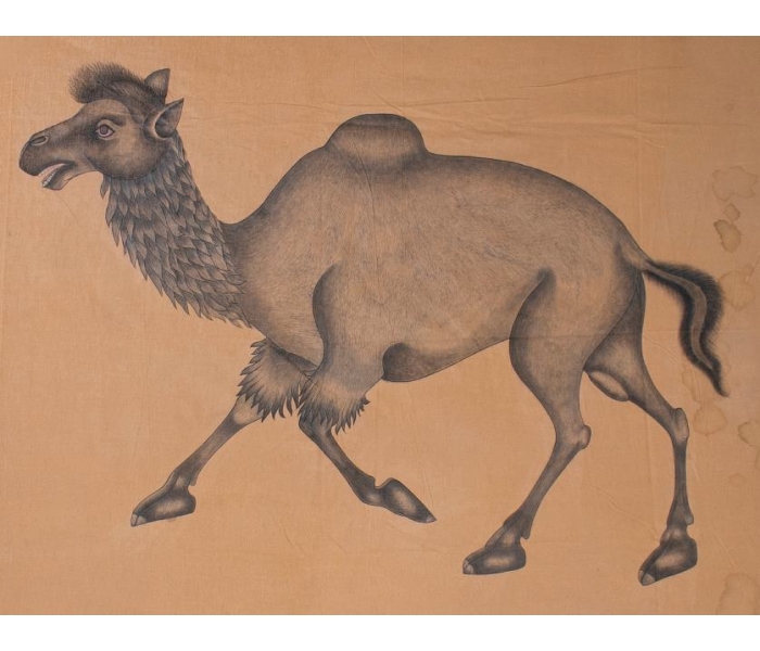 Pintura india de los años 70 "Camello...