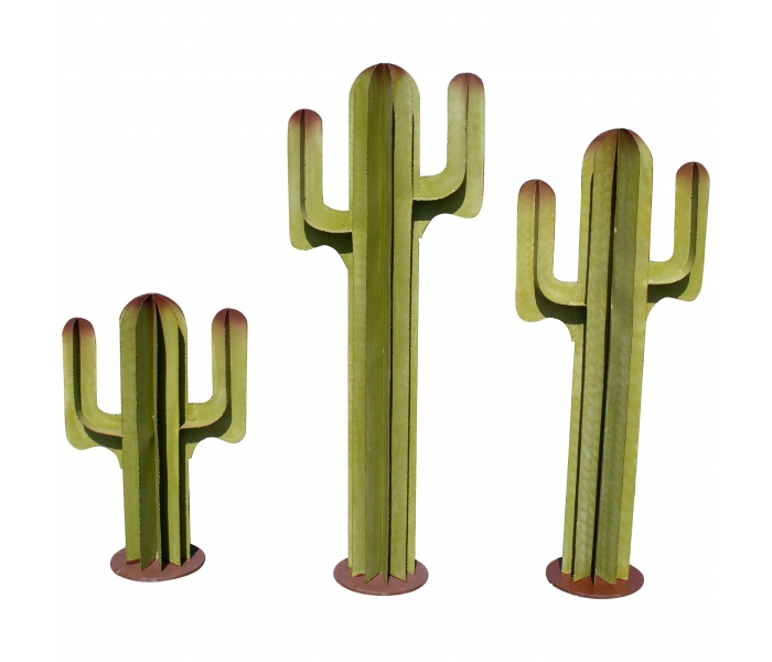 Set of Three Spanish Iron Cactus...