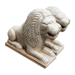Pair of lying lions marble...