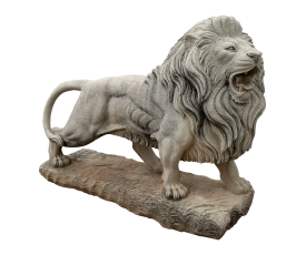 Escultura de león de mármol a tamaño natural