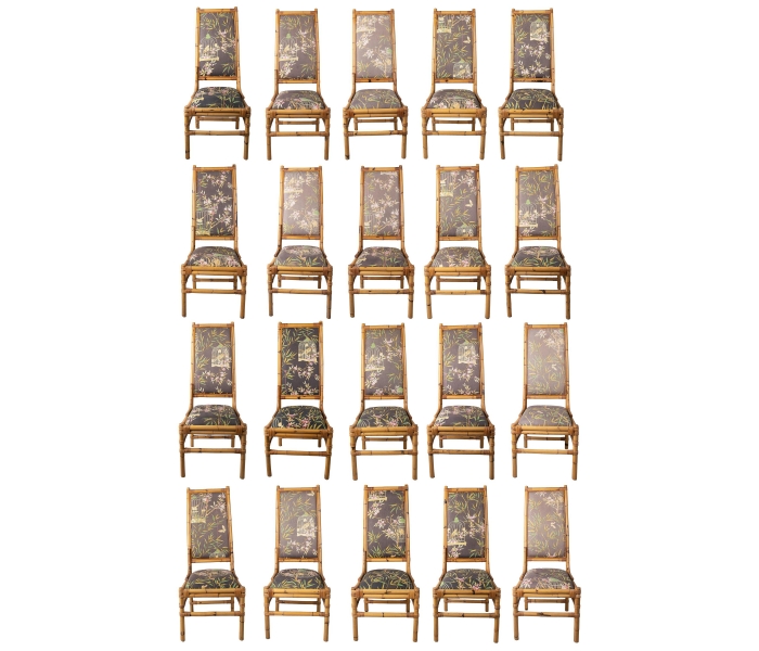 Set of Twenty 1970s Spanish Bamboo...