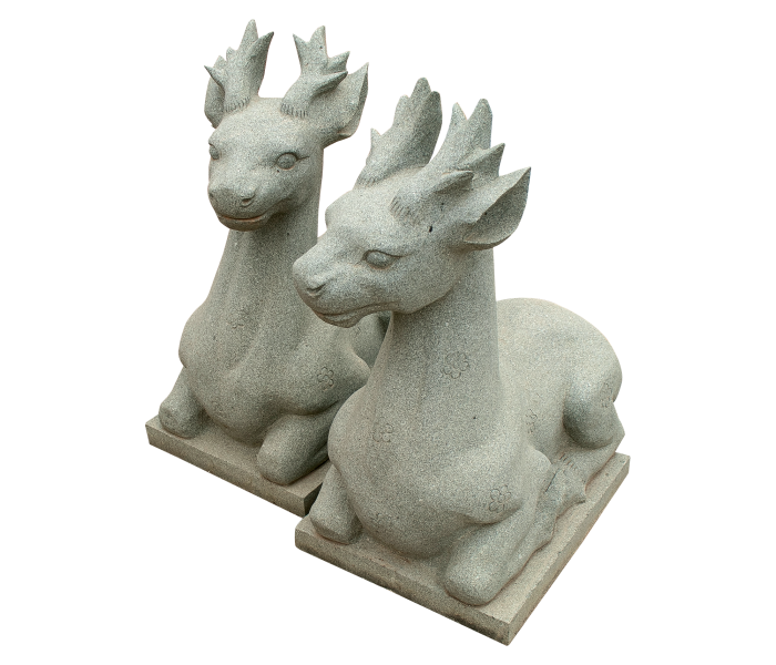 Pair of Hand Carved Green Granite...