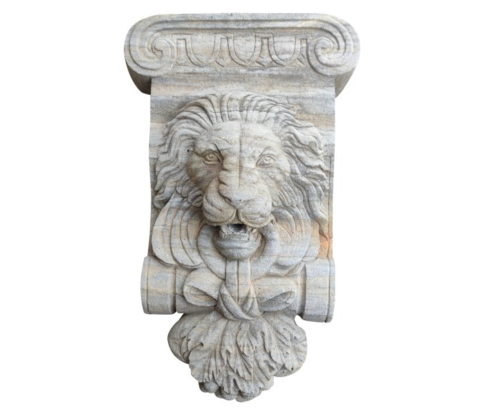 Aged Emperador marble lion head...