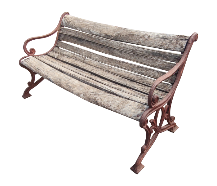 Banco de hierro con asiento de madera